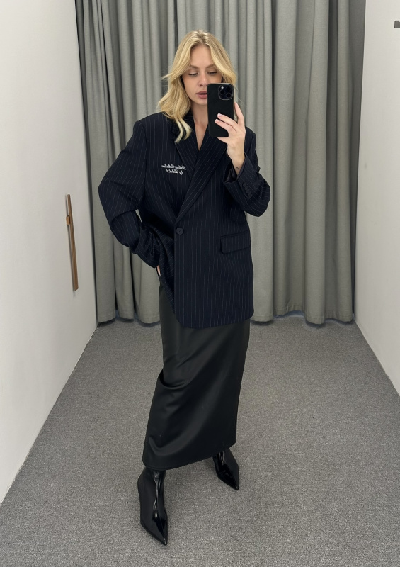 Пиджак объемный с принтом BLUE