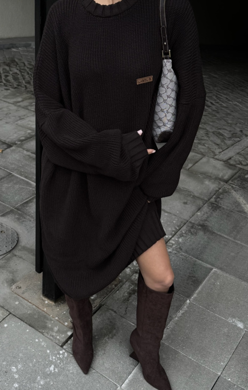 Платье обьемное вязаное BROWN