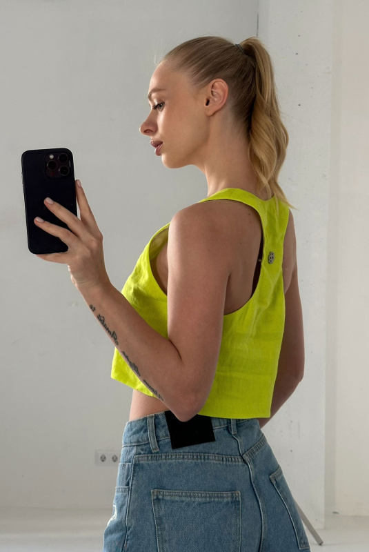 Майка укороченная изо льна LIME