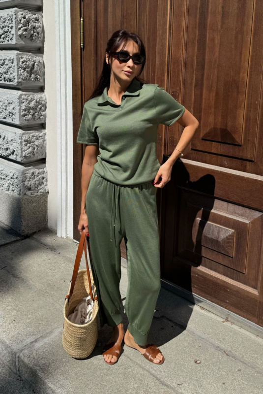 Брюки джоггеры вязаные LIGHT GREEN