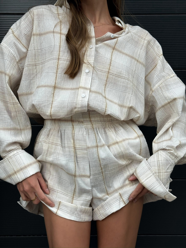 Шорты из хлопка в клетку BEIGE