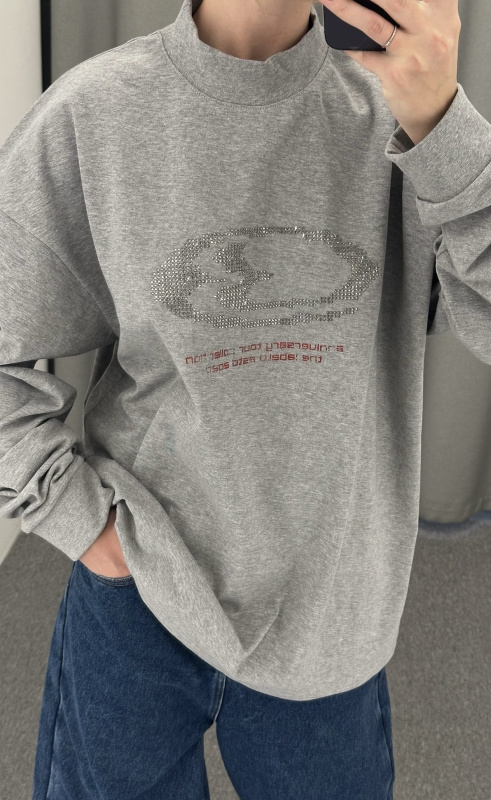 Лонгслив со стразами GRAY MELANGE