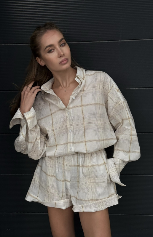 Шорты из хлопка в клетку BEIGE