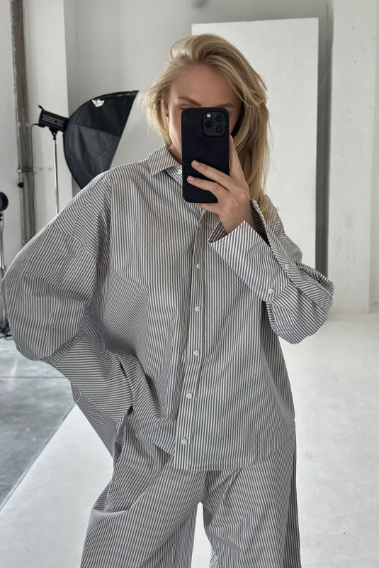 Брюки на узком поясе из хлопка GREY