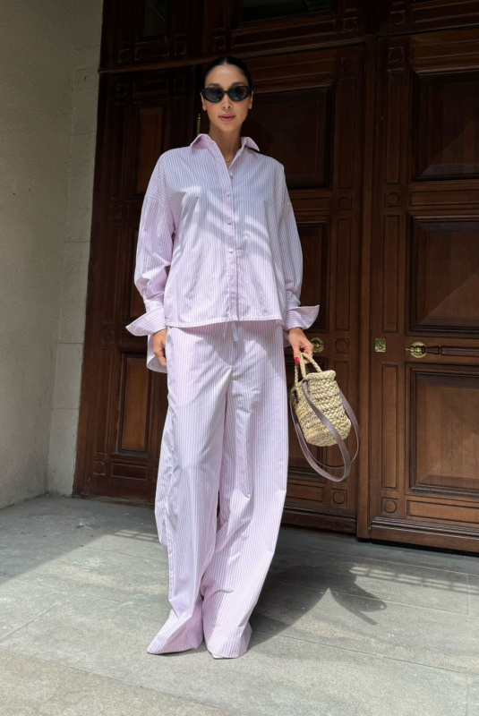 Брюки на узком поясе из хлопка LIGHT PINK