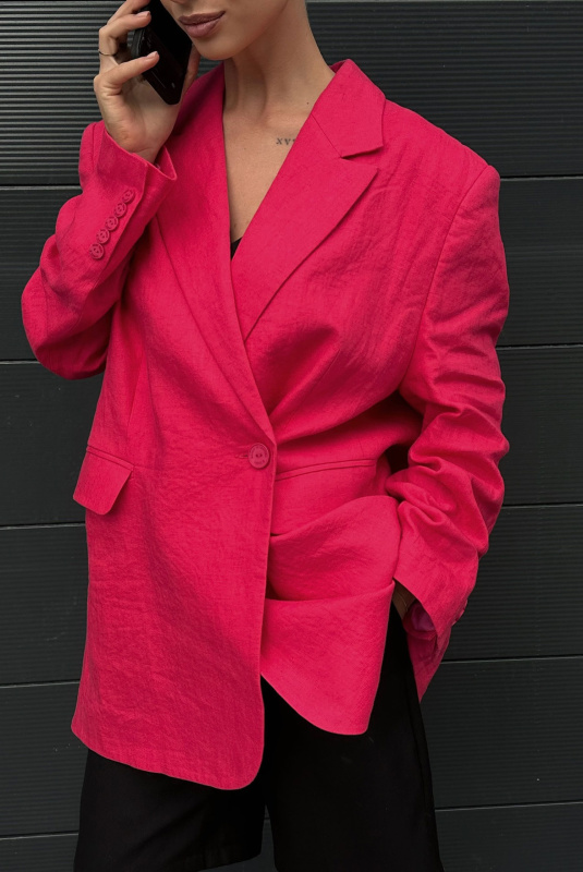 Пиджак объемный изо льна PINK