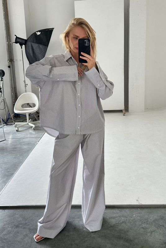 Брюки на узком поясе из хлопка GREY