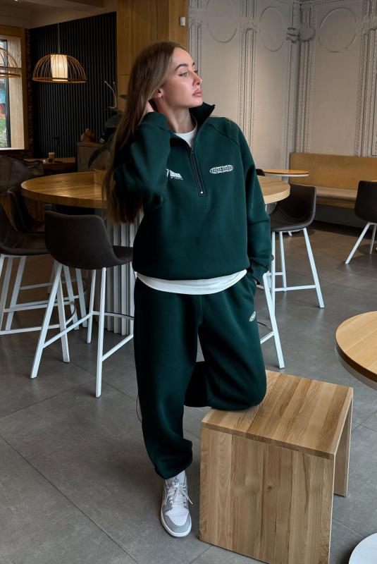 Свитшот на молнии Fleece DARK GREEN