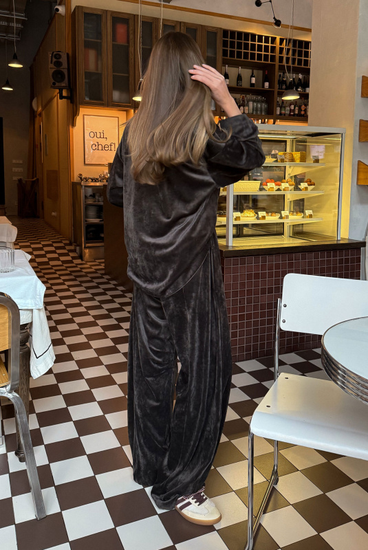 Брюки "бананы" из велюра BROWN