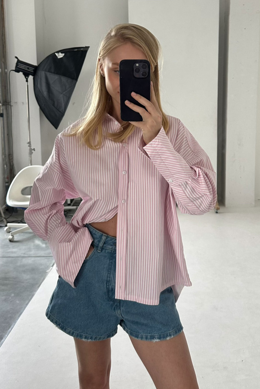 Рубашка объемная из хлопка LIGHT PINK Рубашка объемная из хлопка LIGHT PINK