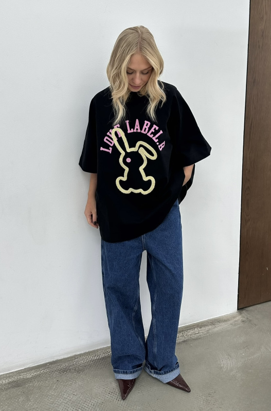 Футболка с рукавом реглан (черная)