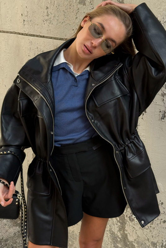 Парка из экокожи BLACK