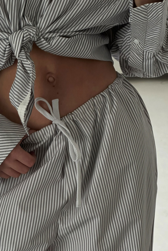 Брюки на узком поясе из хлопка GREY