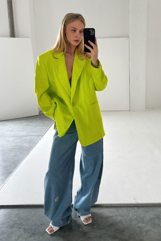 Пиджак объемный изо льна LIME