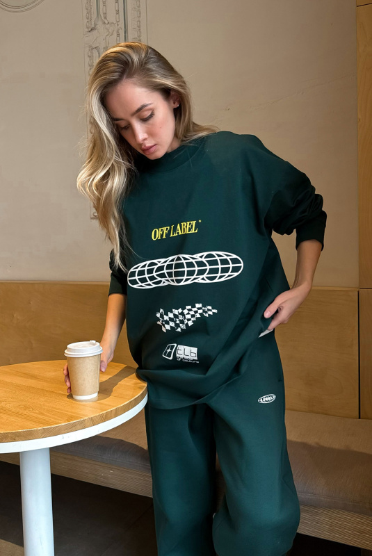 Лонгслив объемный RACING DARK GREEN