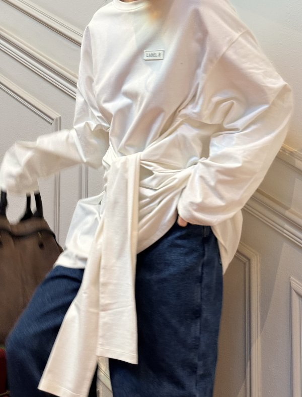 Лонгслив объемный с завязками WHITE