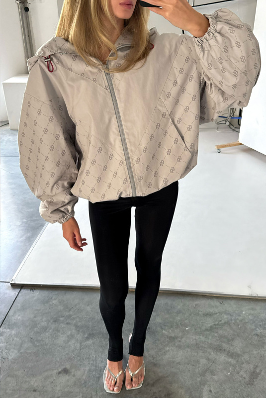 Ветровка с капюшоном с паттерном LIGHT GREY