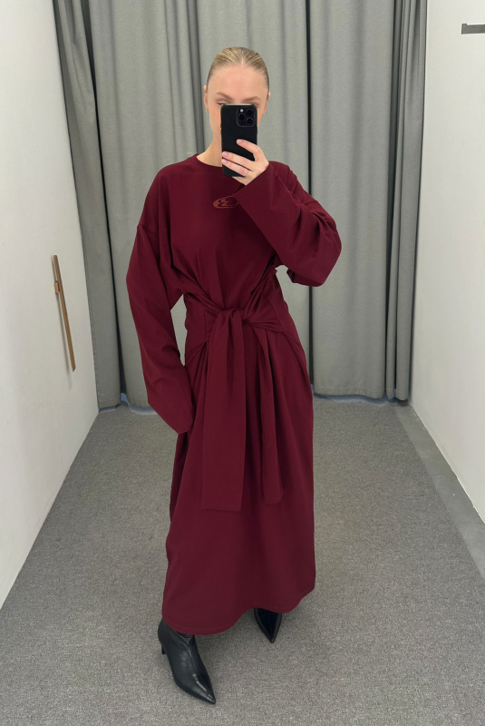 Платье объемное с принтом BURGUNDY