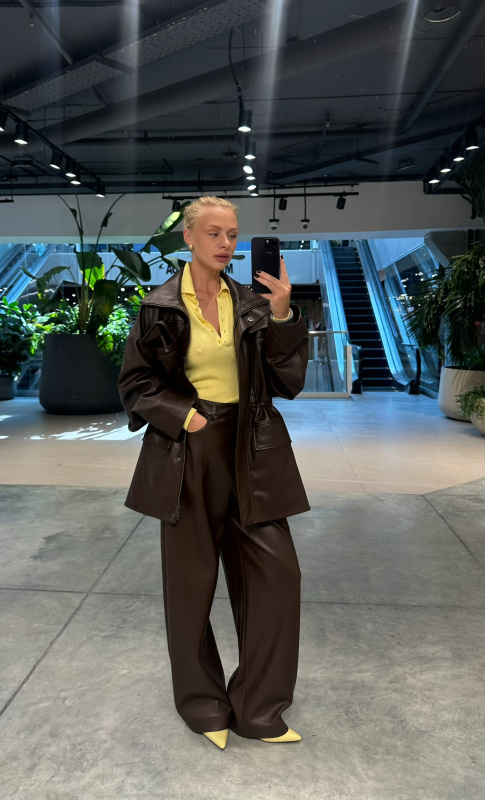 Брюки "бананы" из экокожи BROWN Брюки "бананы" из экокожи BROWN