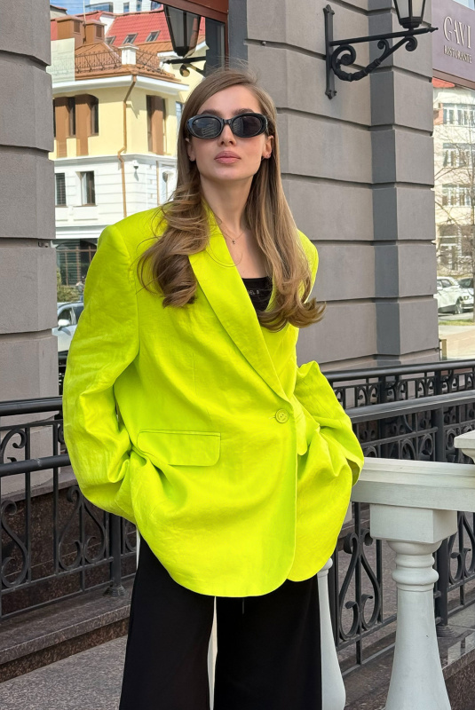 Пиджак объемный изо льна LIME