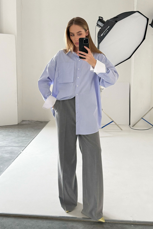 Рубашка объемная в полоску LIGHT BLUE Рубашка объемная в полоску LIGHT BLUE