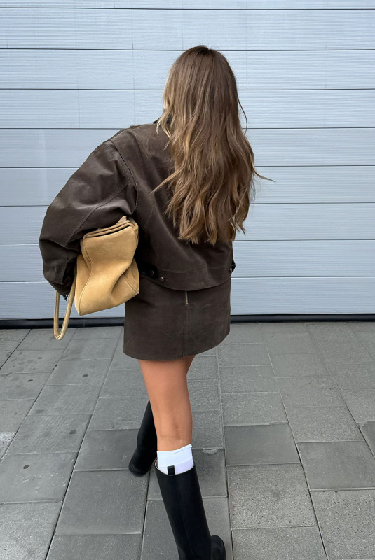 Бомбер из вельвета LIGHT BROWN