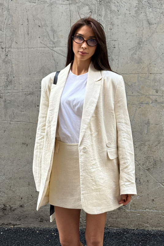 Юбка мини изо льна BEIGE