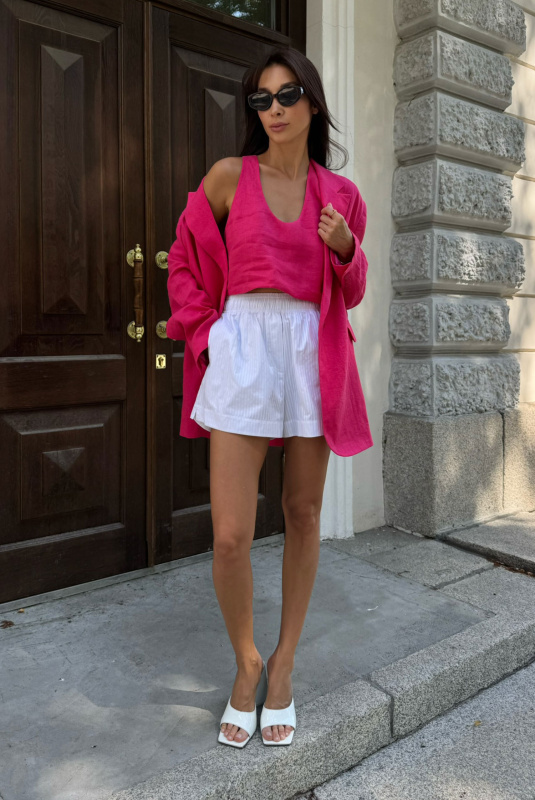 Майка укороченная изо льна PINK