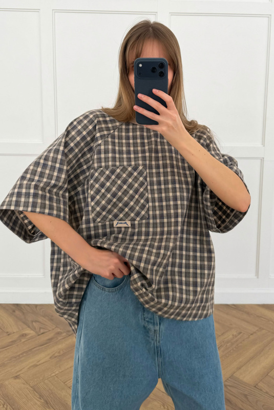 Футболка объемная в клетку