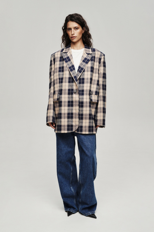 Пиджак обьемный в клетку
