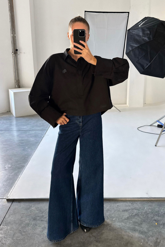 Рубашка обьемная укороченная BLACK