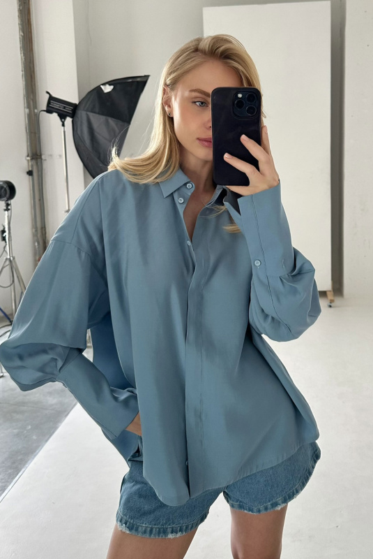 Рубашка объемная из тенсела LIGHT BLUE