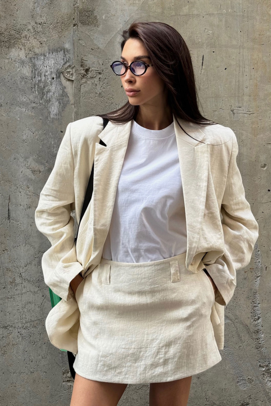 Юбка мини изо льна BEIGE