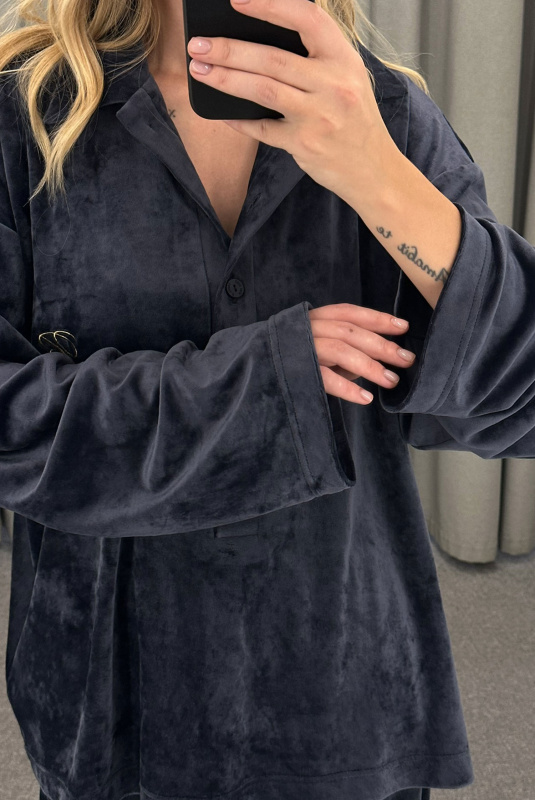 Лонгслив из велюра BLUE