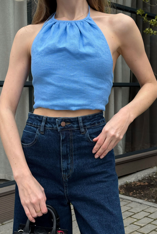 Топ на завязках изо льна LIGHT BLUE