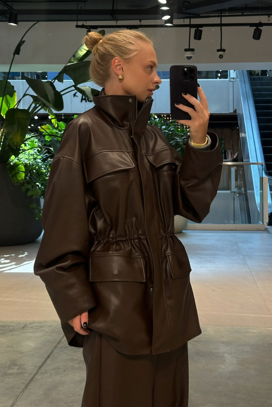 Парка из экокожи BROWN