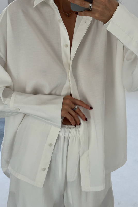 Рубашка объемная из тенсела WHITE Рубашка объемная из тенсела WHITE