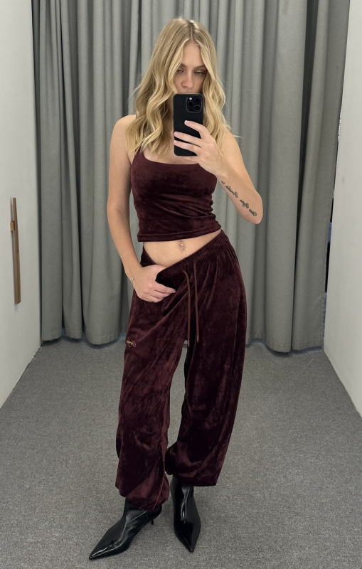 Майка из велюра BURGUNDY