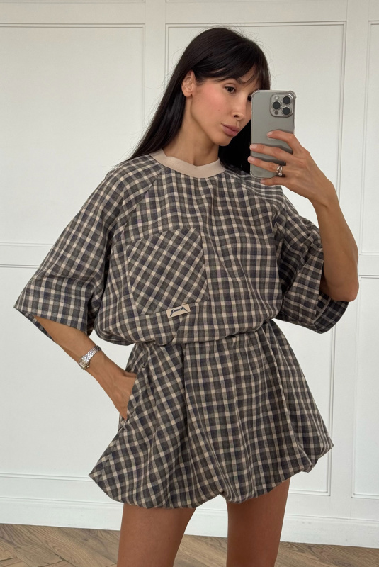 Юбка-баллон в клетку