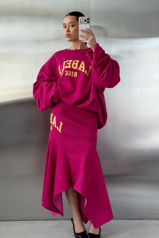 Юбка с клиньями из фактурного трикотажа