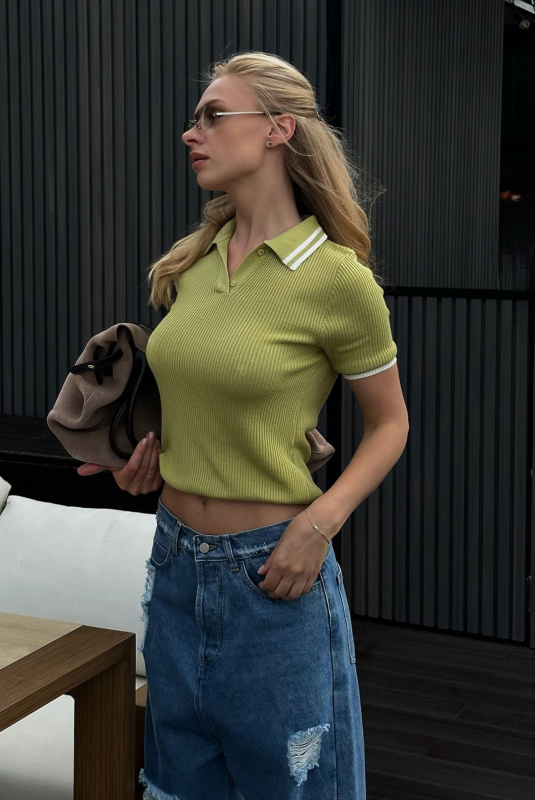 Футболка поло вязаная LIGHT GREEN