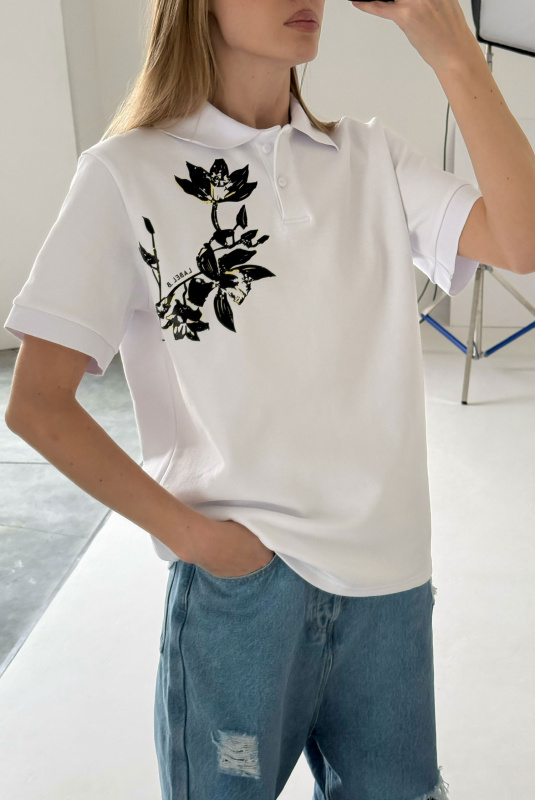 Футболка поло с принтом WHITE