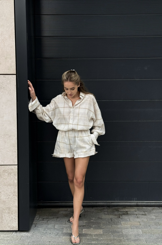 Шорты из хлопка в клетку BEIGE