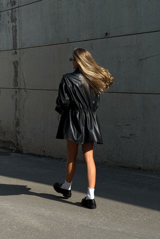 Парка из экокожи BLACK