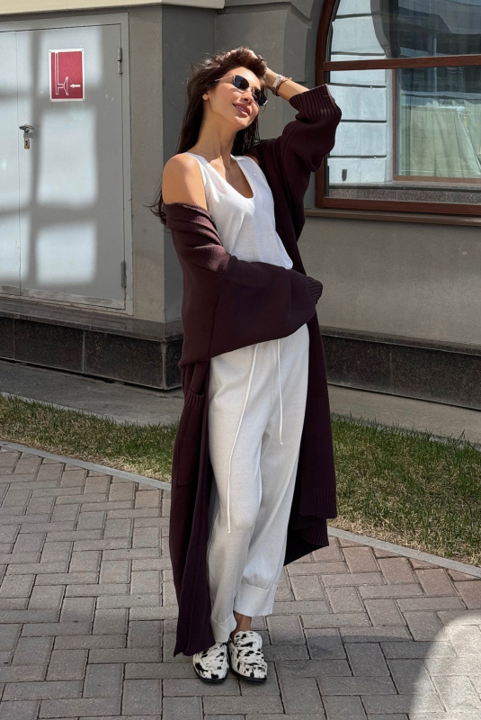 Брюки джоггеры вязаные WHITE