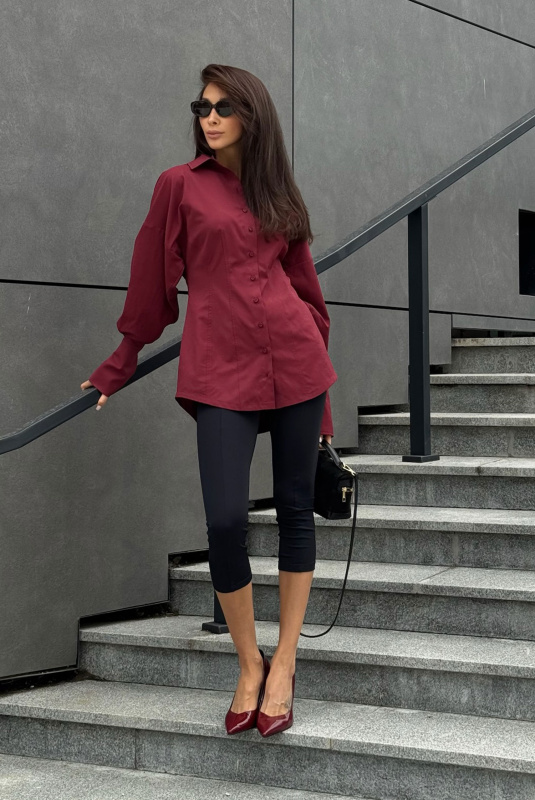 Рубашка приталенная BURGUNDY