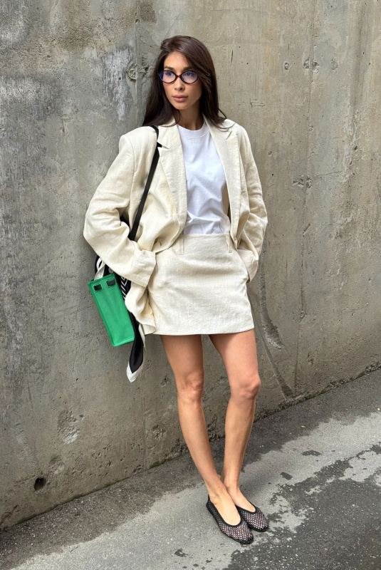 Юбка мини изо льна BEIGE