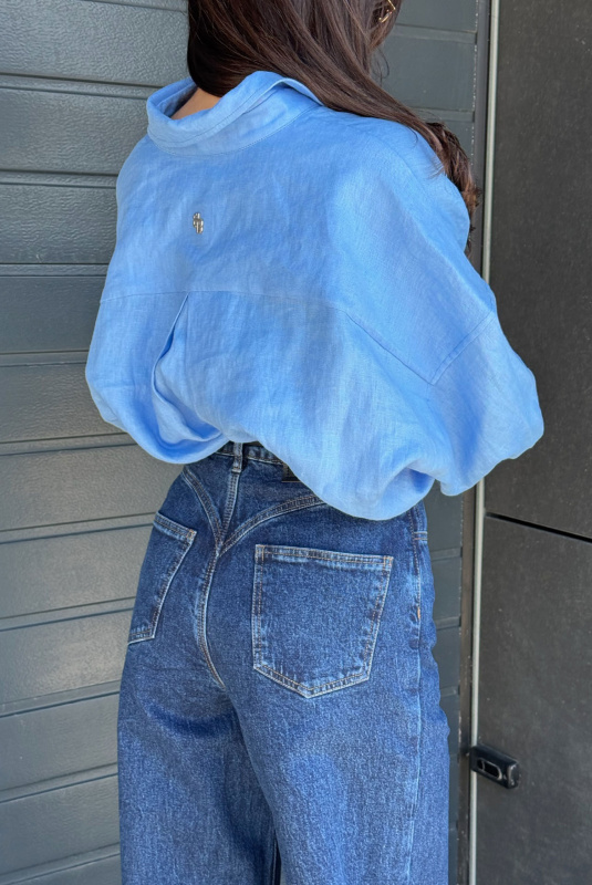 Рубашка объемная изо льна LIGHT BLUE