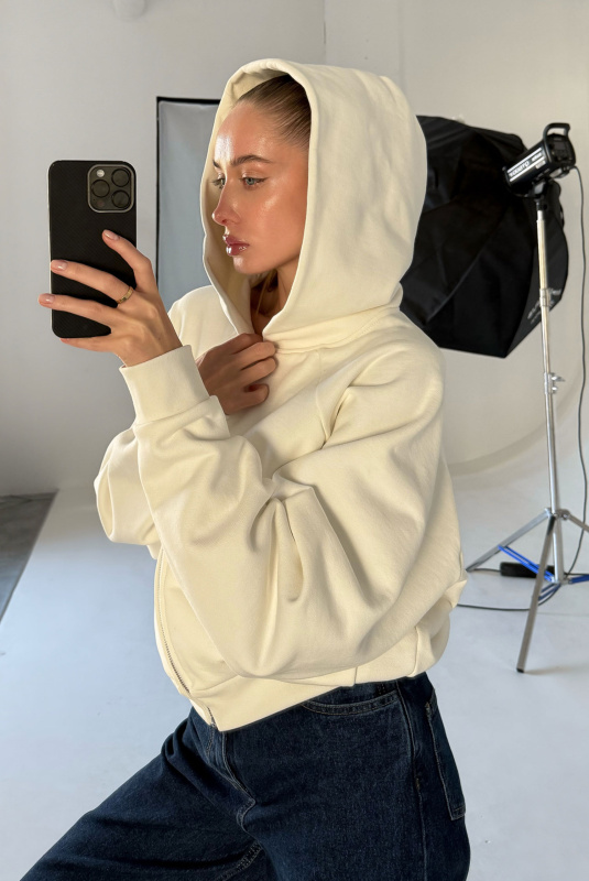 Худи на молнии укороченный WHITE