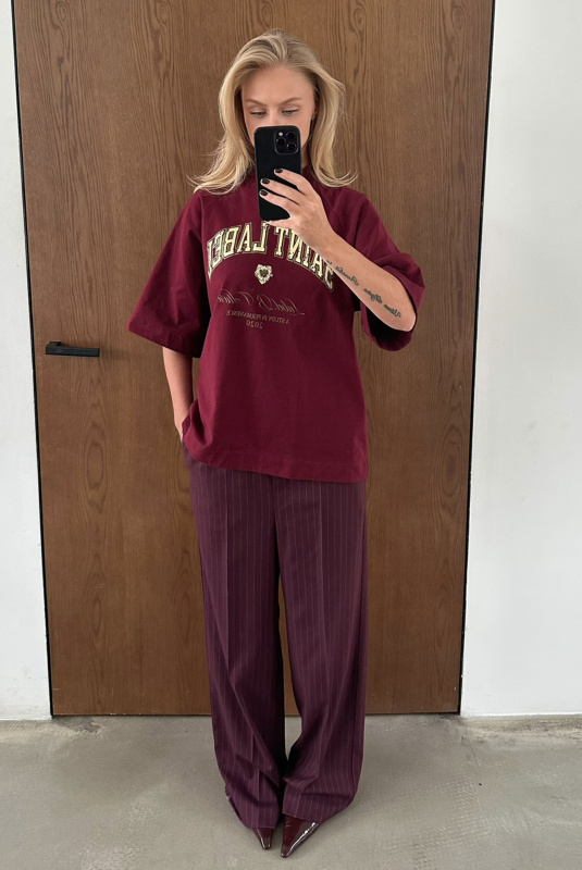 Футболка с рукавом реглан HRTG BURGUNDY